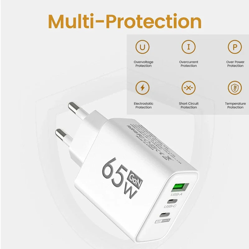 Quick Charge 65W USB-C Charger | Wall Adapter for iPhone & Android