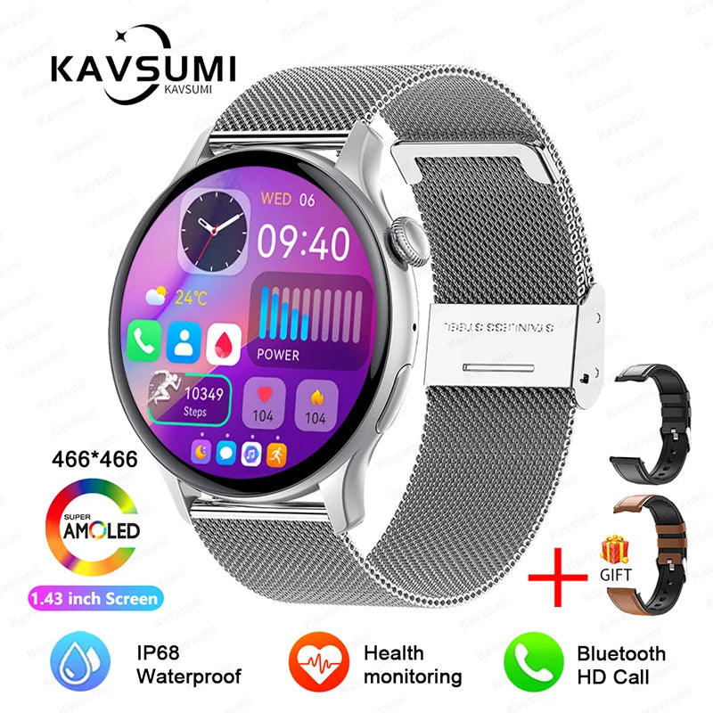NFC Smart Watch Amoled HD GPS Track Sports Heart Rate Bluetooth Call Waterproof Ladies Women Smartwatch For Women's Gift