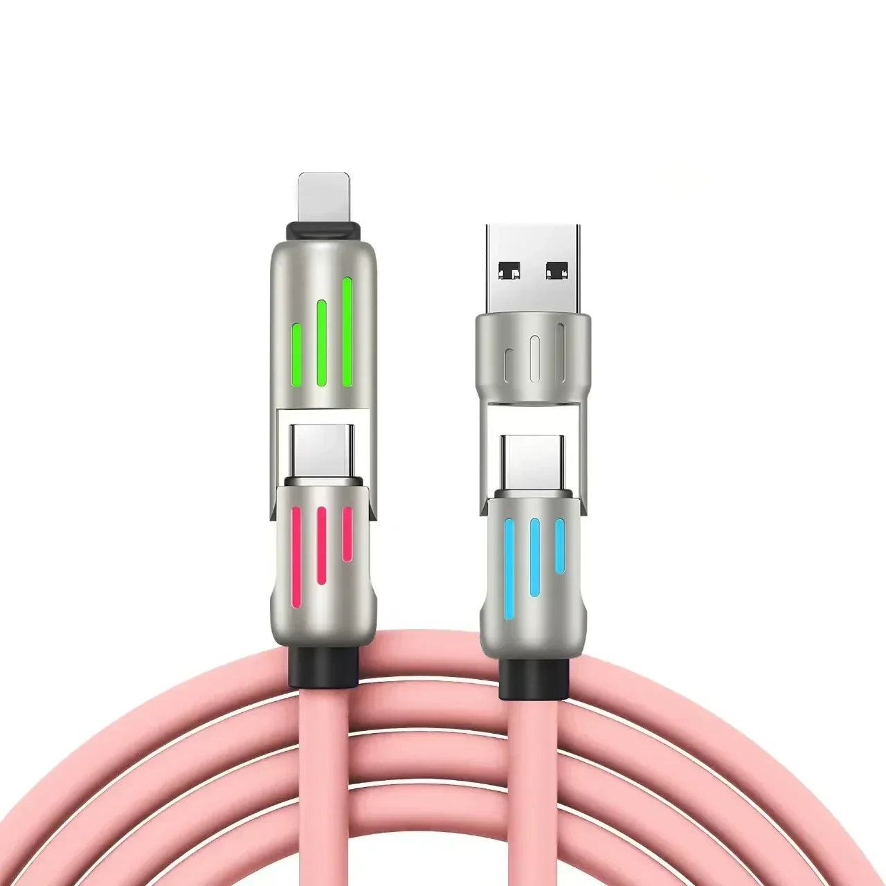 6.6FT 240W 4-in-1 USB Charging Cable with USB-A and Type-C Connectors