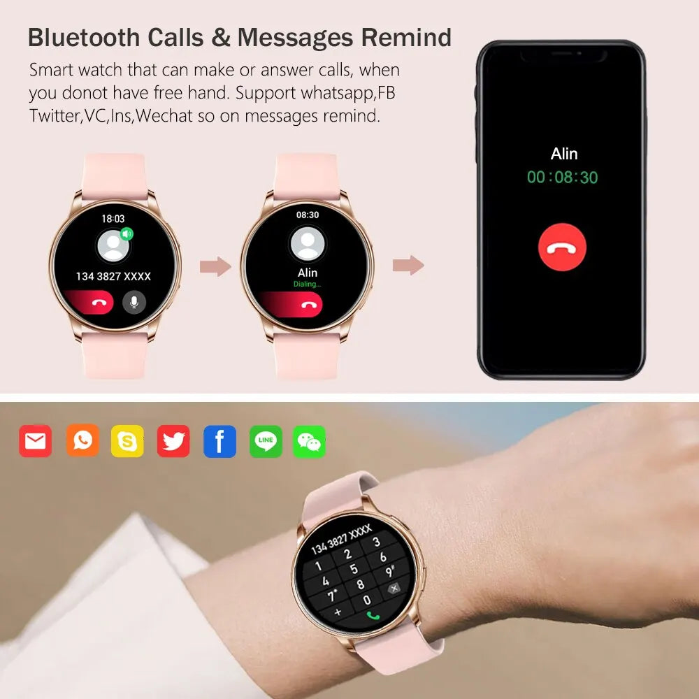 Bluetooth Call Smart Watch Women Fashion Watches Custom Dial Sport Fitness Health Tracker Smartwatch for Android IOS Y22