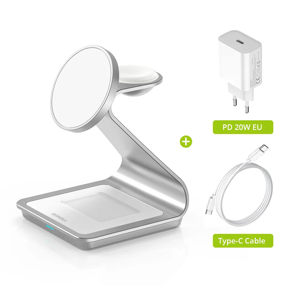 Magnetic Wireless Charger 3-in-1 | Fast 30W Station for Apple Devices