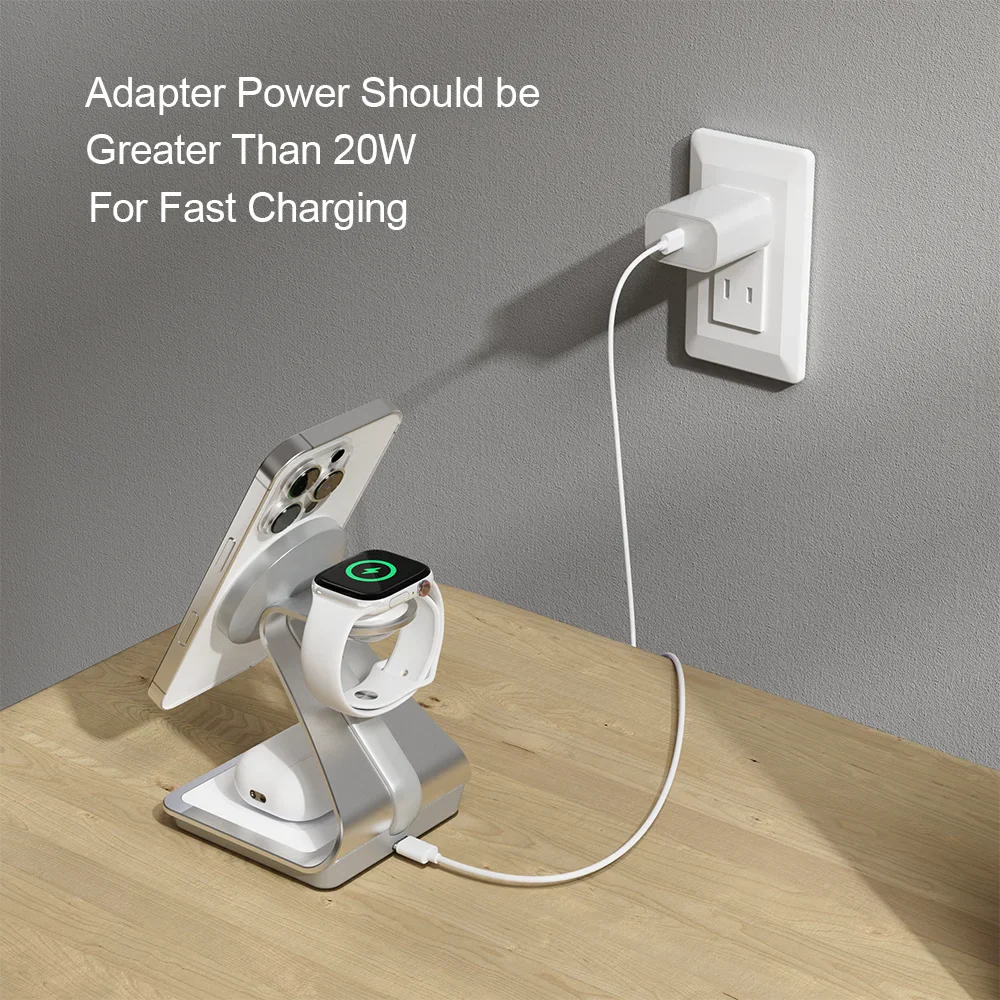 Magnetic Wireless Charger 3-in-1 | Fast 30W Station for Apple Devices