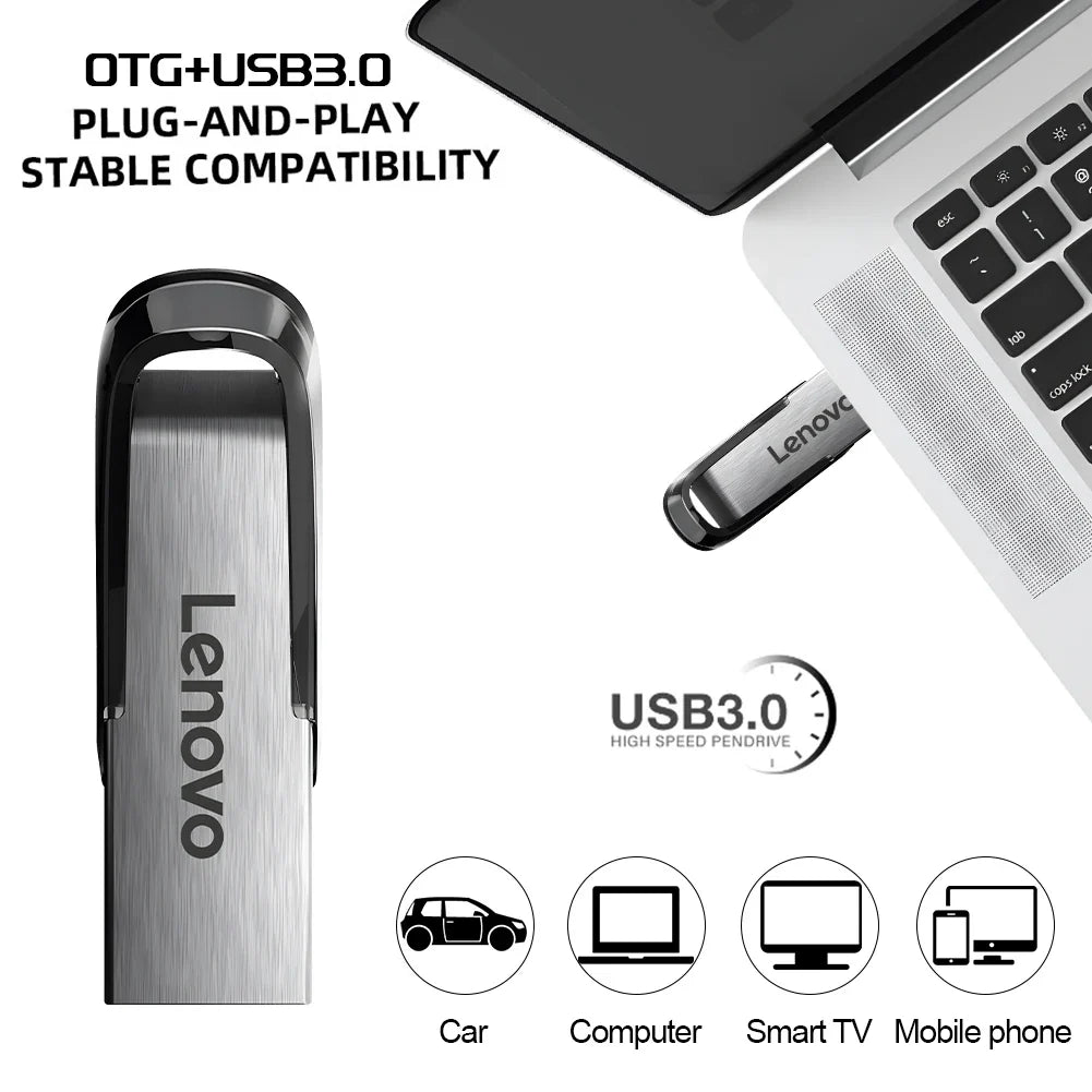 Lenovo Flash Drive 2TB USB 3.0 Mini High-Speed Metal Pen Drive