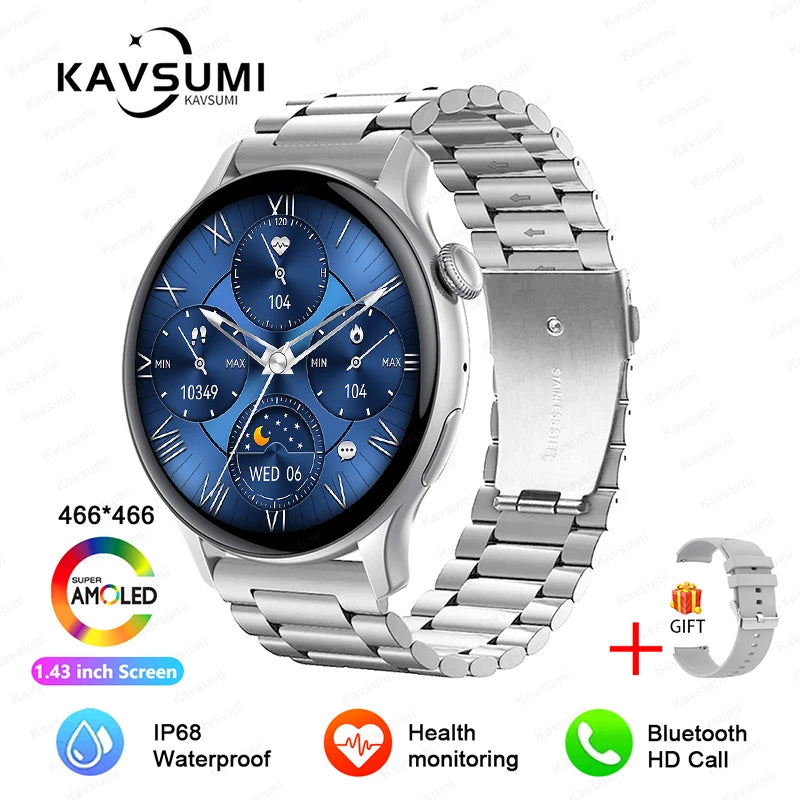 NFC Smart Watch Amoled HD GPS Track Sports Heart Rate Bluetooth Call Waterproof Ladies Women Smartwatch For Women's Gift