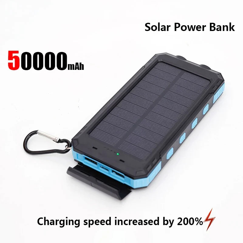 Solar Power Bank 50000mAh | Portable External Battery with LED Light
