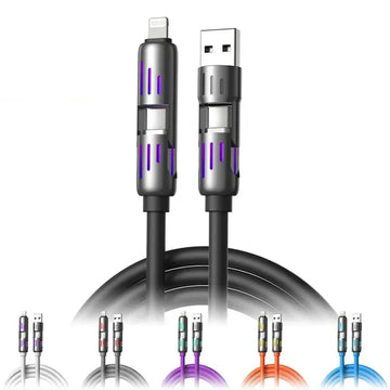 6.6FT 240W 4-in-1 USB Charging Cable with USB-A and Type-C Connectors